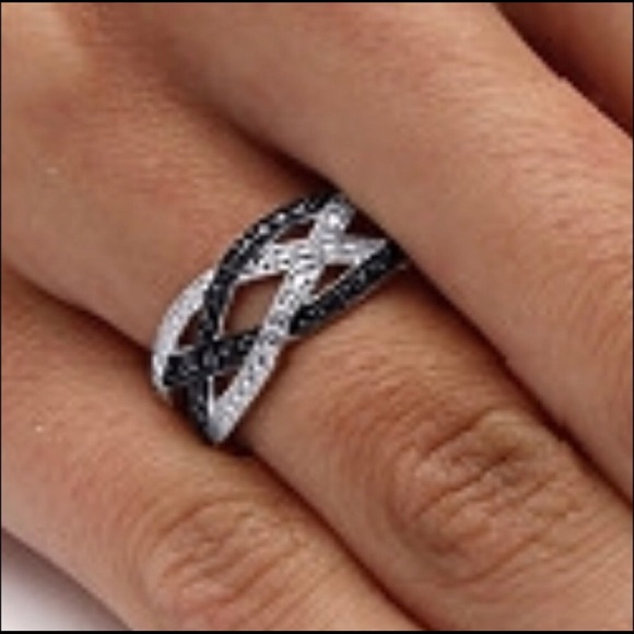 ⚜️• Diamond Dual Tone Ring 925 Sterling - Picture 2 of 4